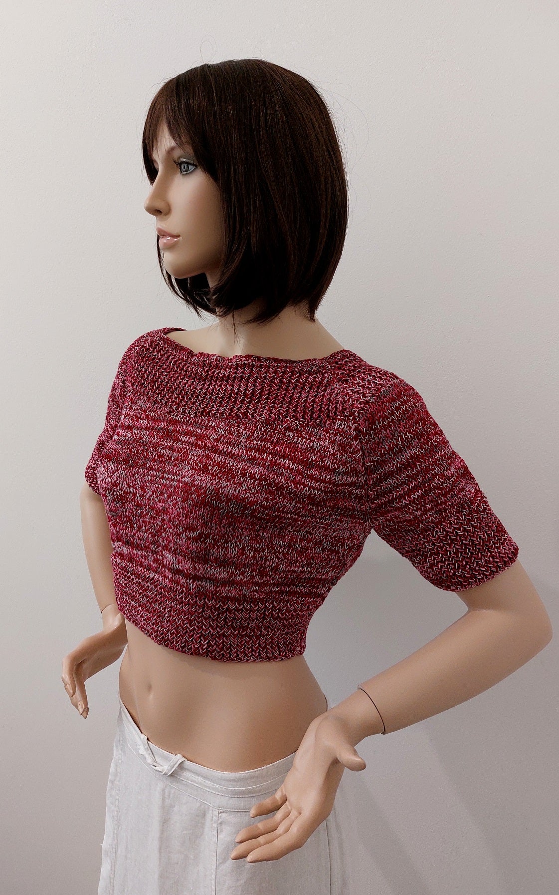 Crop-Top glatt, natur - Baumwolle