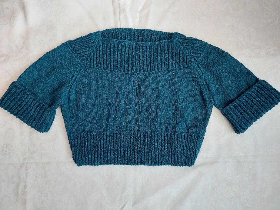 Krop top letní s krátkým rukávem - přírodní