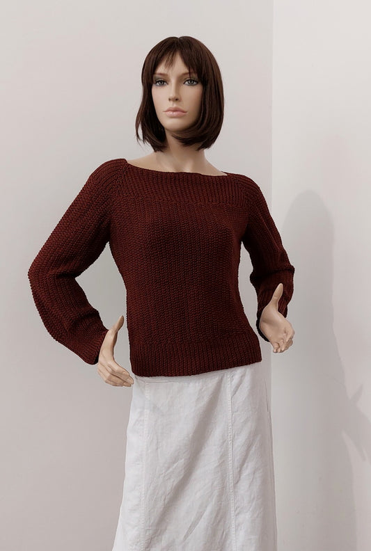 Letní svetr vroubkovaný - hnědá