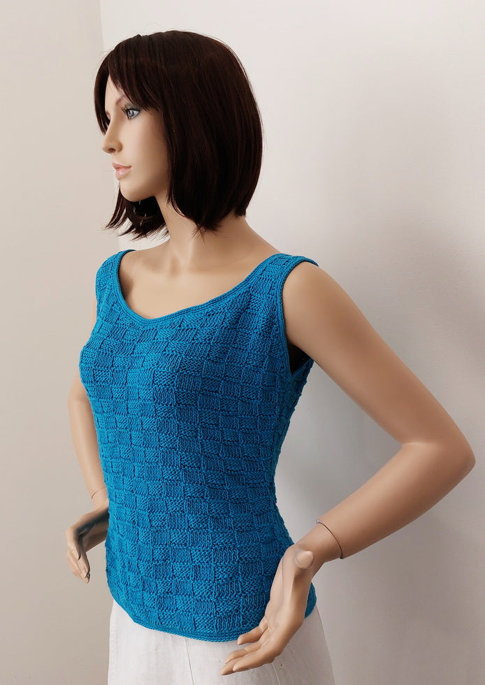 Top šachovnice, přírodní - modrá