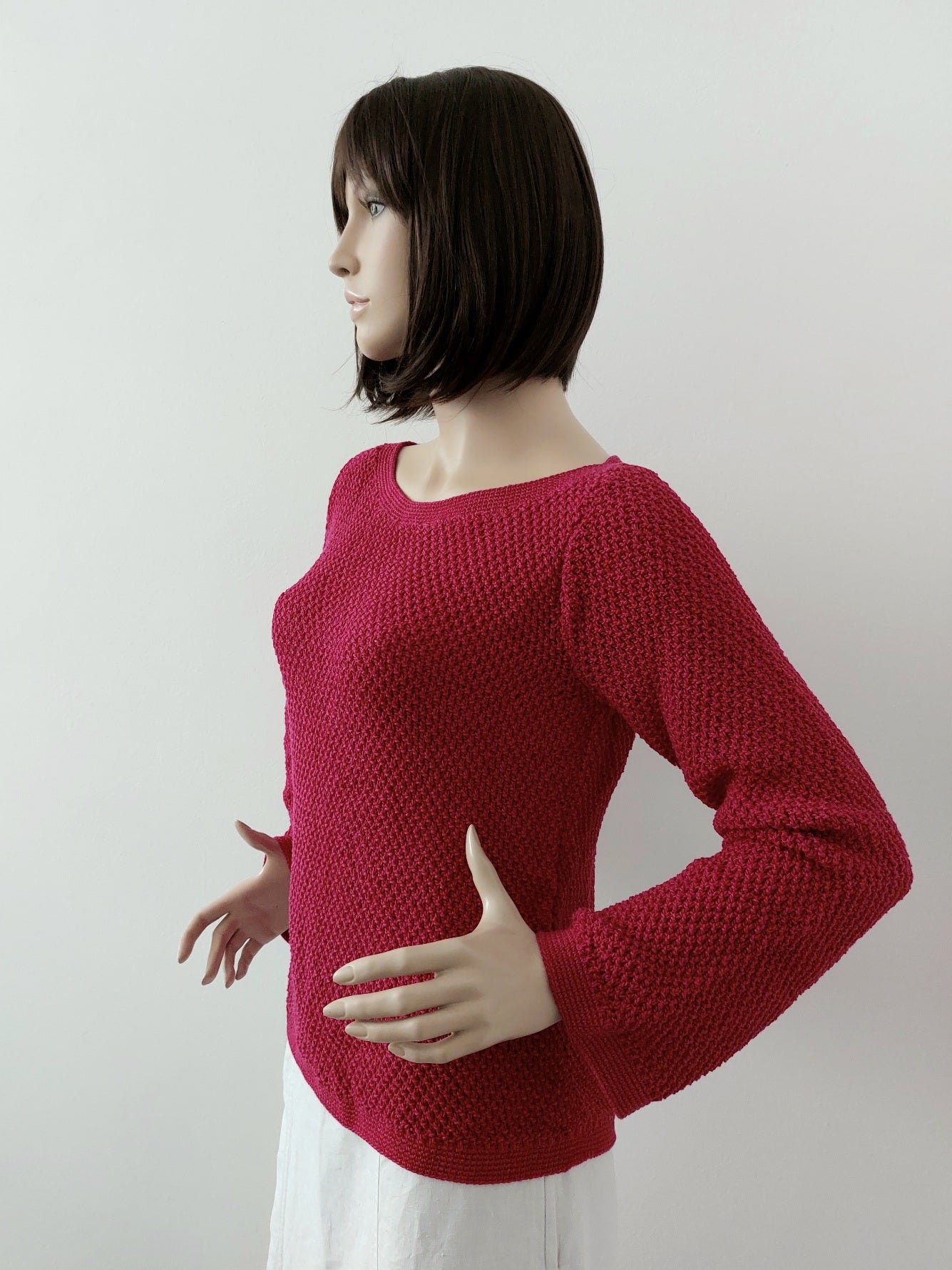 Svetr šiška, přírodní směsový - cyklámen