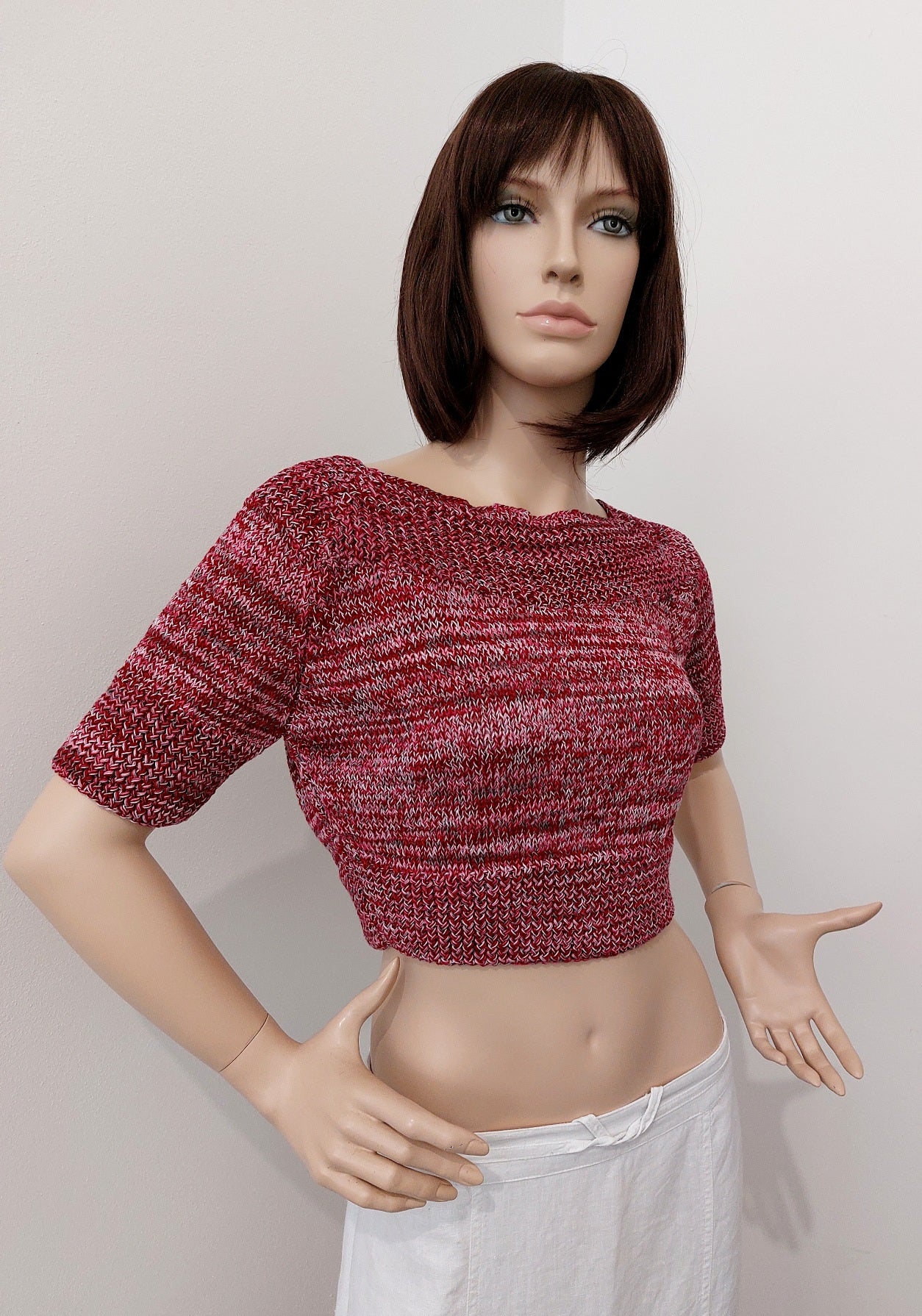 Crop-Top glatt, natur - Baumwolle