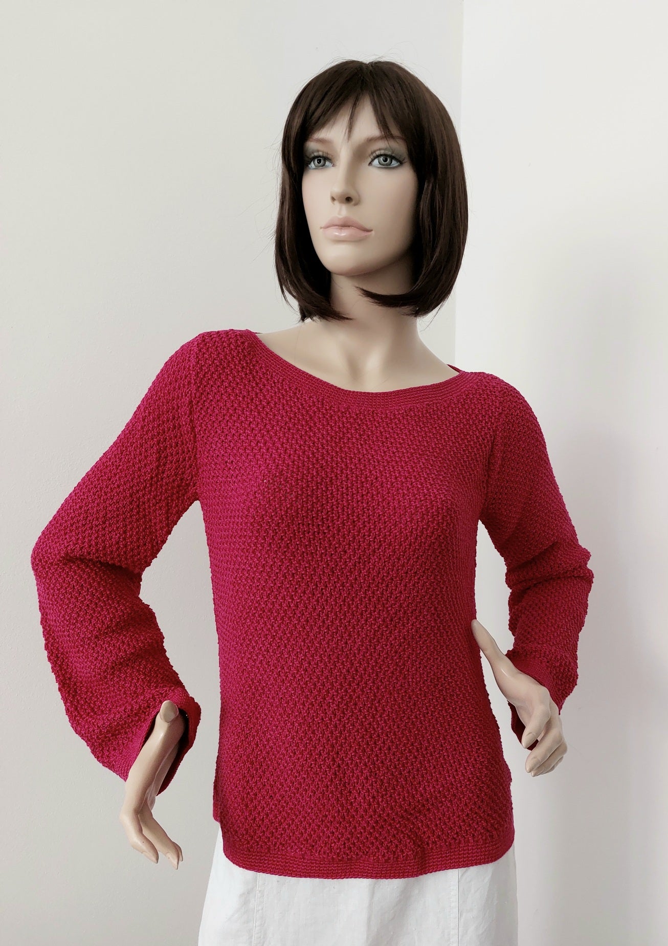 Svetr šiška, přírodní směsový - cyklámen